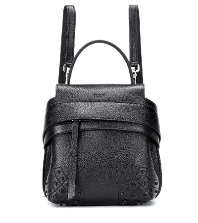 Tod's Wave Mini Leather Backpack In Black