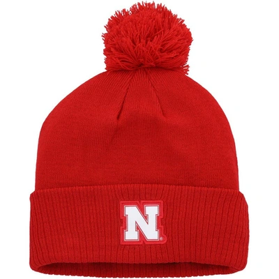 Adidas Originals Adidas Scarlet Nebraska Huskers 2023 Sideline Cold.rdy Cuffed Knit Hat With Pom