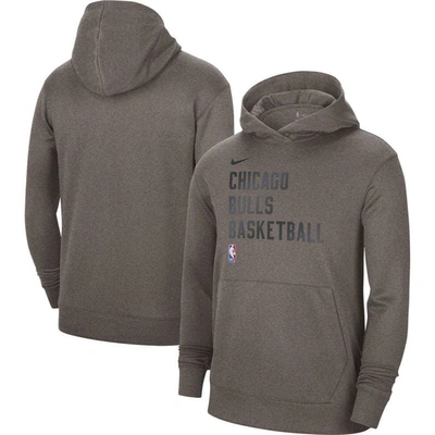 Nike Unisex  Olive Chicago Bulls 2023/24 Performance Spotlight On-court Practice Pullover Hoodie In Heather Gray