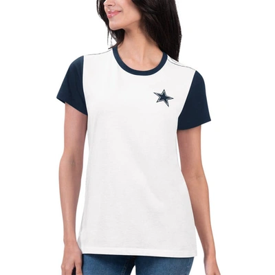 G-iii 4her By Carl Banks White/navy Dallas Cowboys Fashion Illustration T-shirt