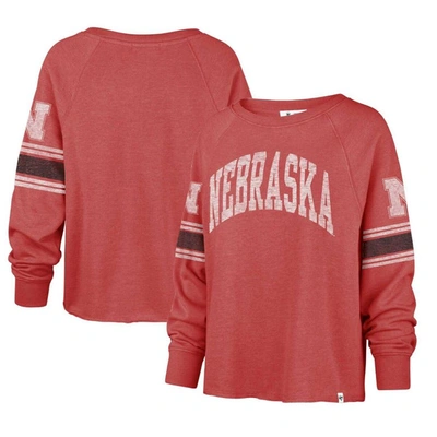 47 ' Scarlet Nebraska Huskers Allie Modest Raglan Long Sleeve Cropped T-shirt