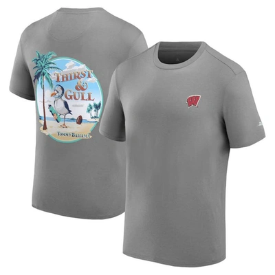 Tommy Bahama Men's  Gray Wisconsin Badgers Thirst & Gull T-shirt