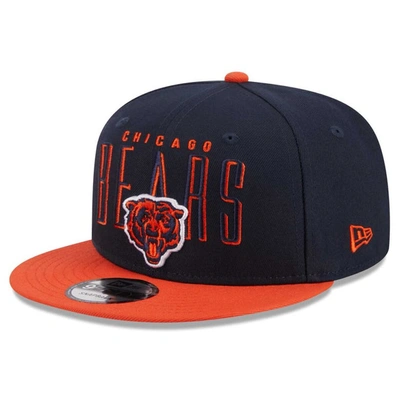 New Era Men's  Navy, Orange Chicago Bears Headline 9fifty Snapback Hat In Navy,orange