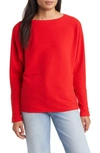 Caslon Snap Cuff Dolman Sleeve Rib Top In Red Chinoise