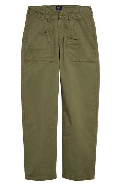 Noah Pleated Cotton Twill Utility Pants In Army Green