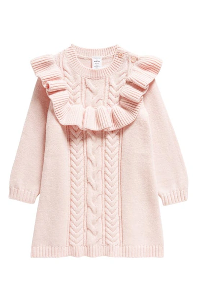 Nordstrom Babies' Ruffle Long Sleeve Sweater Dress In Pink Lotus