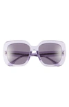 Tory Burch 56mm Square Sunglasses In Transparent Violet