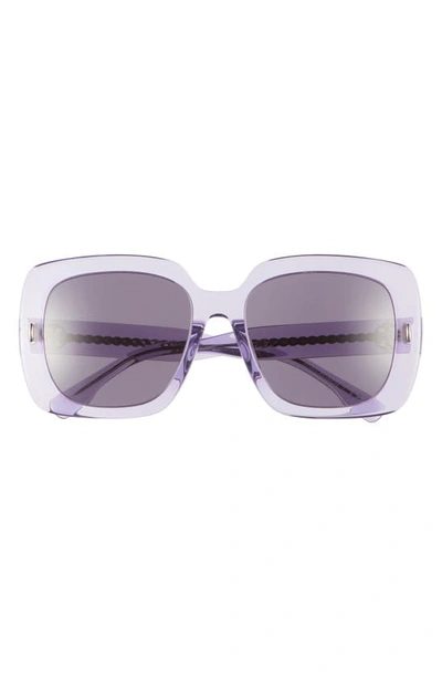 Tory Burch 56mm Square Sunglasses In Transparent Violet