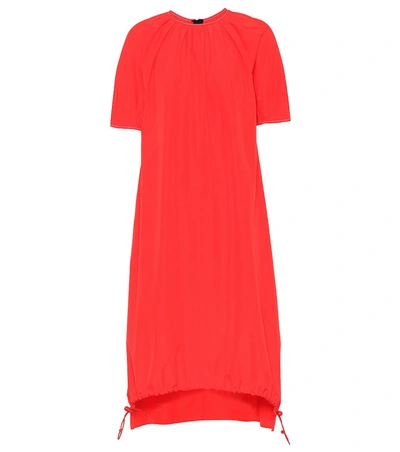 Marni Cotton Drawstring-hem Dress In Red
