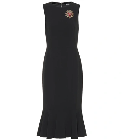 Dolce & Gabbana Sacred Heart Embellished Flare Hem Sheath Dress In Black