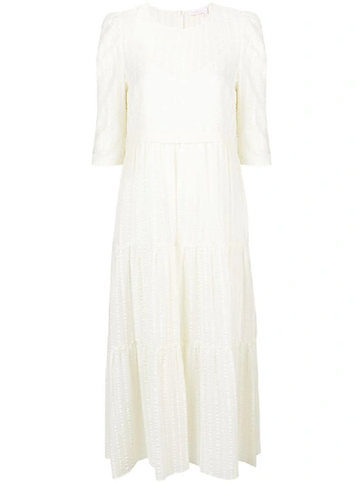 See By Chloé Striped Cotton-blend Dress In White