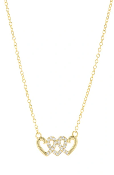 Argento Vivo Sterling Silver Interlocking Hearts Necklace In Gold