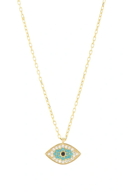 Argento Vivo Sterling Silver Blue Cubic Zirconia Evil Eye Necklace In Gold