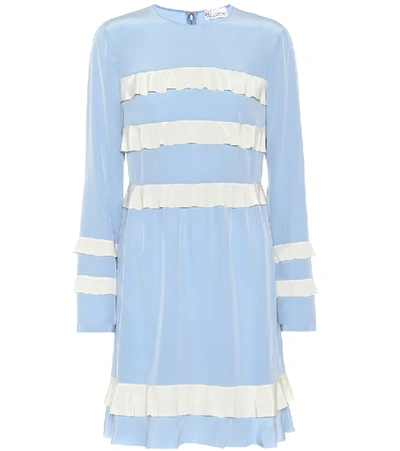 Red Valentino Dressing Gown Courte En Crêpe De Chine In Blue