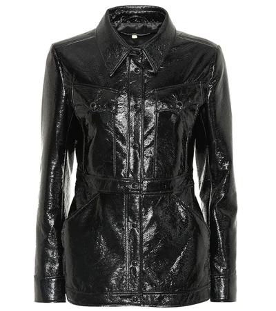 Alexa Chung Crinkled Faux Patent-leather Jacket In Black