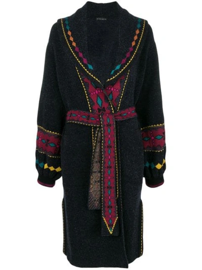 Etro Embroidered Dressing Gown Coat In Black