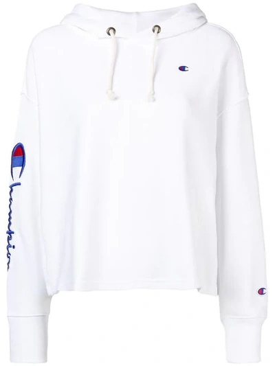 Champion Cropped Cotton-blend Hoodie In White
