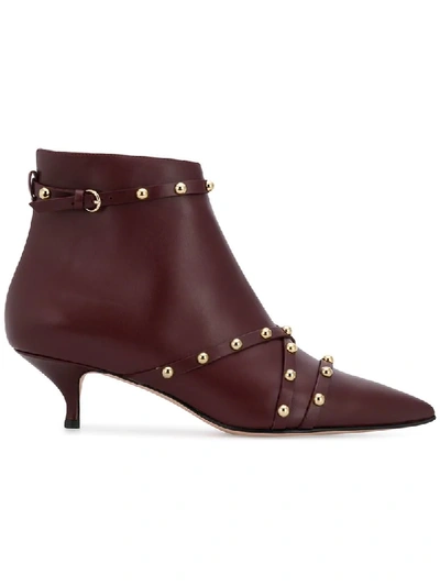 Red Valentino Red (v) Leather Ankle Boots In Vino