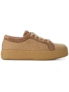 Max Mara Suede-trimmed Cashmere Sneakers In Brown