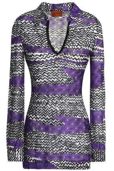 Missoni Woman Crochet-knit Top Purple