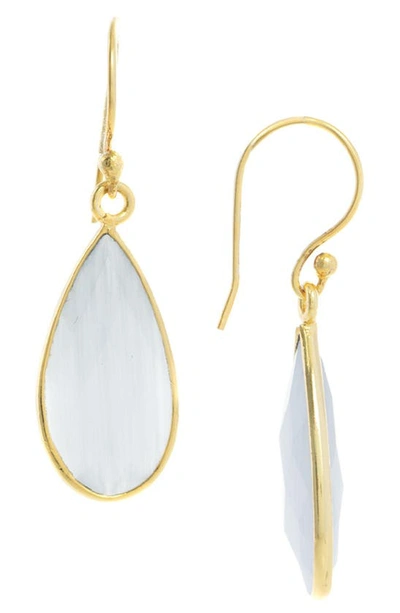 Saachi Pear Drop Earrings In White