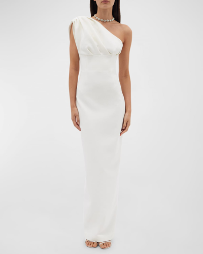 Rachel Gilbert Winnie One-shoulder Gown Dress In Ivory