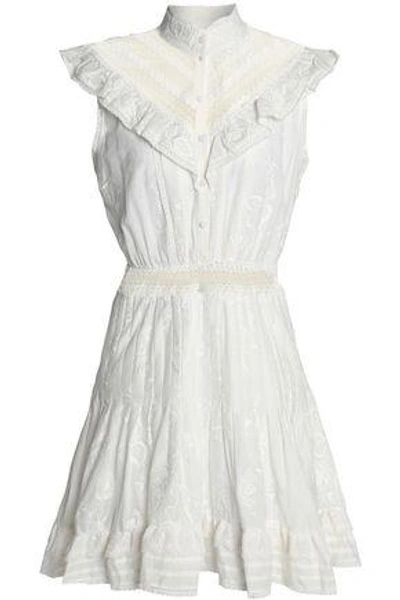 Zimmermann Woman Crochet-trimmed Embroidered Cotton-gauze Mini Dress Ivory