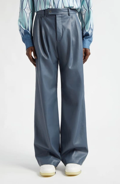 Amiri Pleat-detail Wide-leg Trousers In Blue