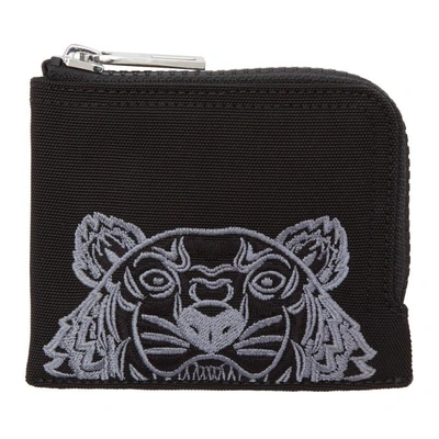 Kenzo Black Tiger Zip Around Wallet In 99.blk