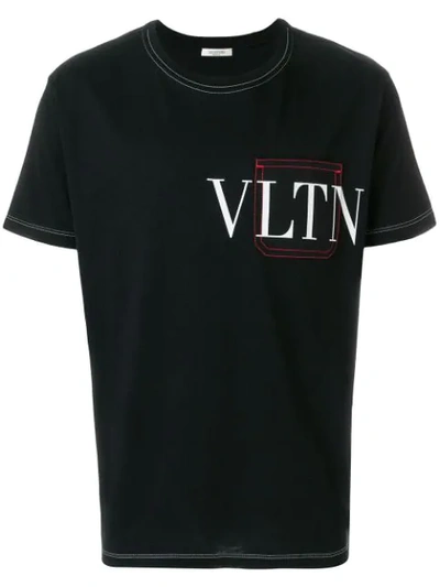 Valentino Vltn Stitched Detail T-shirt In Black