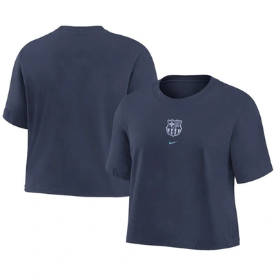 Nike Fc Barcelona  Women's Soccer Boxy T-shirt In Blue