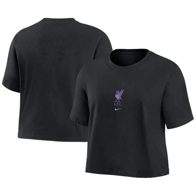 Nike Liverpool Fc  Women's Soccer Boxy T-shirt In Black
