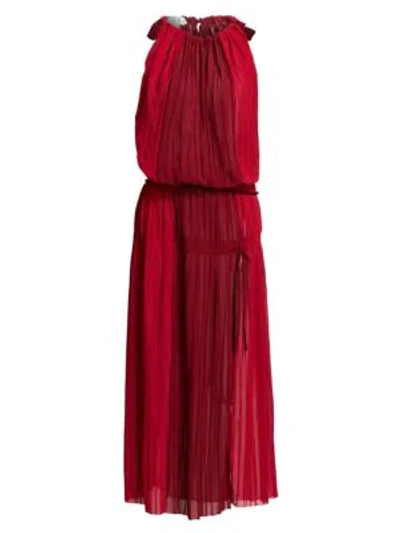 Tre By Natalie Ratabesi Fama Chiffon Dress In Ruby Shiraz