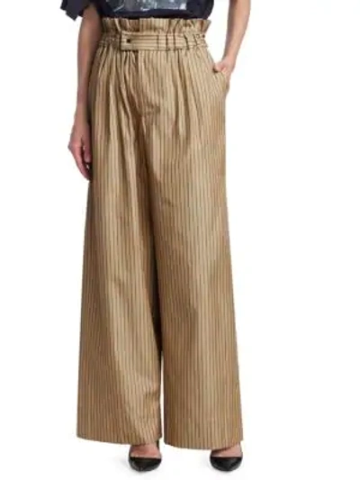 Tre By Natalie Ratabesi Louise Pinstriped Wide Leg Pants In Tan