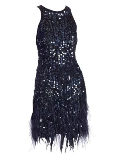 Joanna Mastroianni Sleeveless Sequin Cocktail Dress In Navy