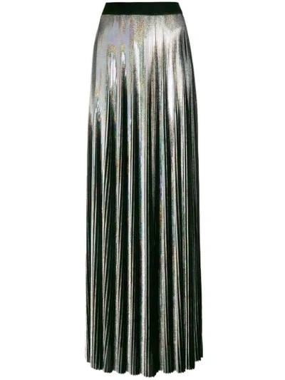 Balmain Metallic Plissé-georgette Maxi Skirt In Silver