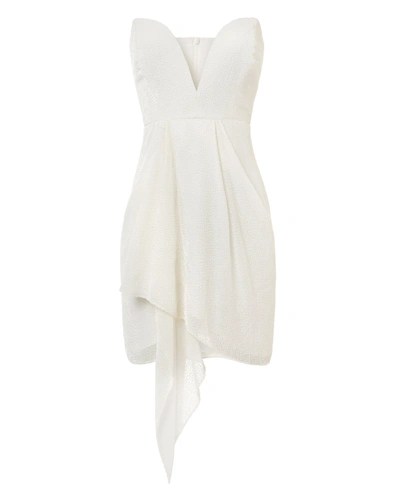 Mason Michelle  White Strapless Velvet Burnout Dress White