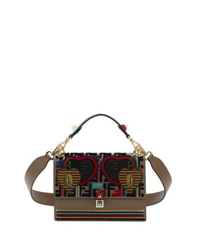 Fendi Embroidery Tappetino Kan I Shoulder Bag In Brown Pattern