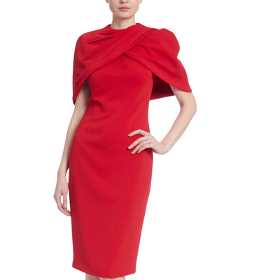 Badgley Mischka Women's Crepe Cape Shift Dress In Red