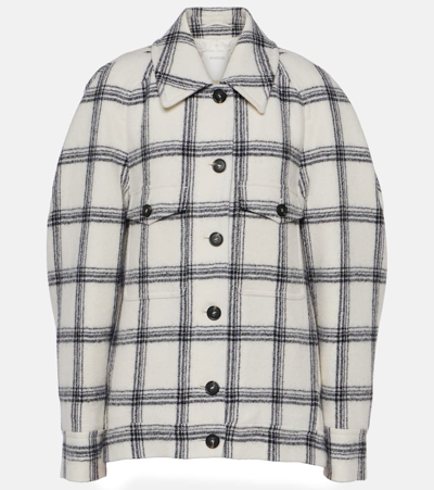 Sportmax Assenzi Checked Virgin Wool Shirt Jacket In White