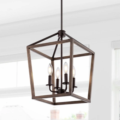 Jonathan Y Oria 13" 4-light Iron Farmhouse Industrial Lantern Led Pendant