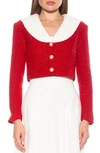 Alexia Admor Clementine Tweed Crop Jacket In Red