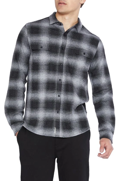 Civil Society Reed Knit Plaid Button Front Shirt In Black