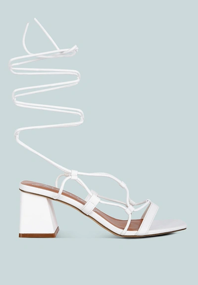 London Rag Provoked Lace Up Block Heeled Sandals In White