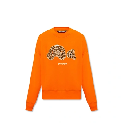 Palm Angels Cotton Logo Sweatshirt In Orange