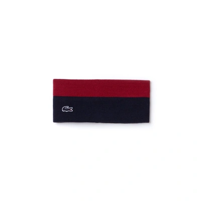 Lacoste Women's Bicolor Stretch Cotton And Wool Headband In Navy Blue / Bordeaux