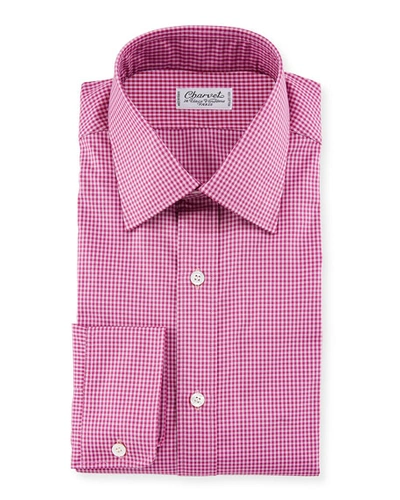 Charvet Men's Tonal Tattersall Dress Shirt In Pink