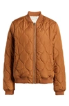 Thread & Supply Faux Shearling Lined Quilted Bomber Jacket In Light Sienna