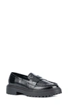 Fashion To Figure Ilissa Croc Embossed Lug Sole Loafer In Black Croc
