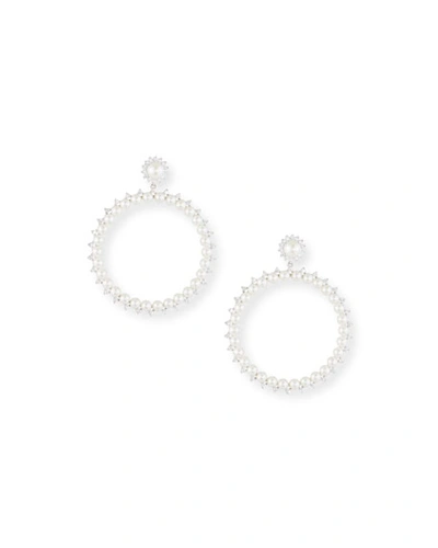 Fallon Pearly Drama Hoop Earrings In Silver